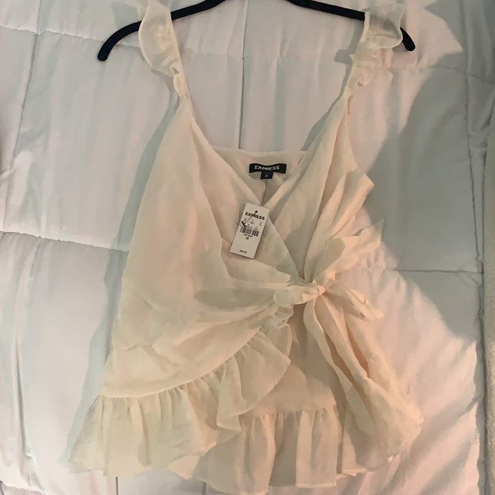 Express Wrap Front Ruffle Strap Side Tie Cami